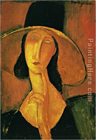 Jeanne Hebuterne in Large Hat painting - Amedeo Modigliani Jeanne Hebuterne in Large Hat art painting